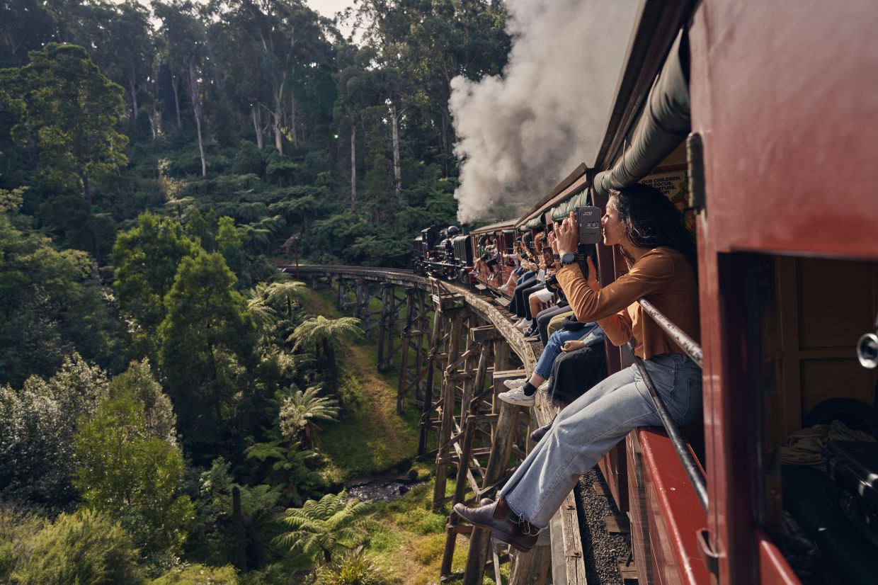 Steam and timber carriages, with the scent and sounds of the mountains in the background.