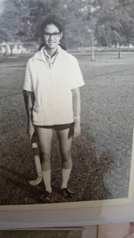 During her days as a hockey player.