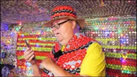 Inside the home decorated by 130,000 bottle caps