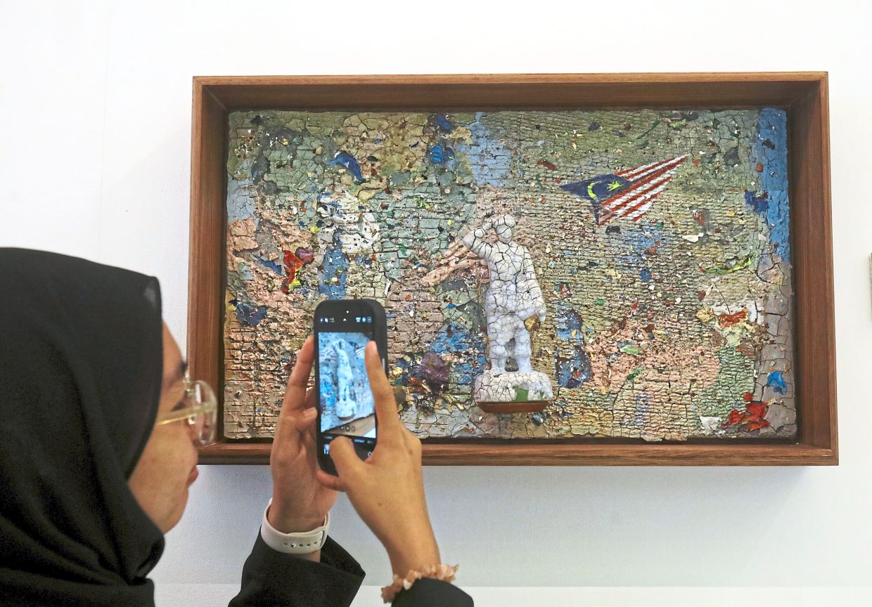 Umibaizurah's new artwork titled 'Tabik, Tanah Tumpah Darah' is on display at the 'Rasa Merdeka!' exhibition in KL. Photo: The Star/Azlina Abdullah