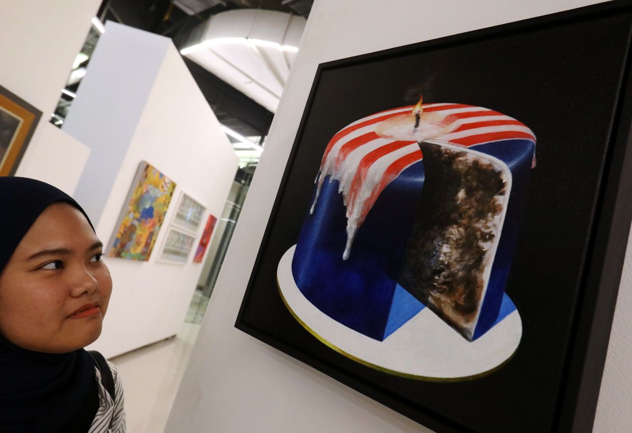 Hamir Shoib’s new artwork '68' is on view at the 'Rasa Merdeka!' group exhibition at the new Ruang Teduh gallery, Exchange 106, Tun Razak Exchange, Kuala Lumpur. Photo: Azlina Abdullah/The Star