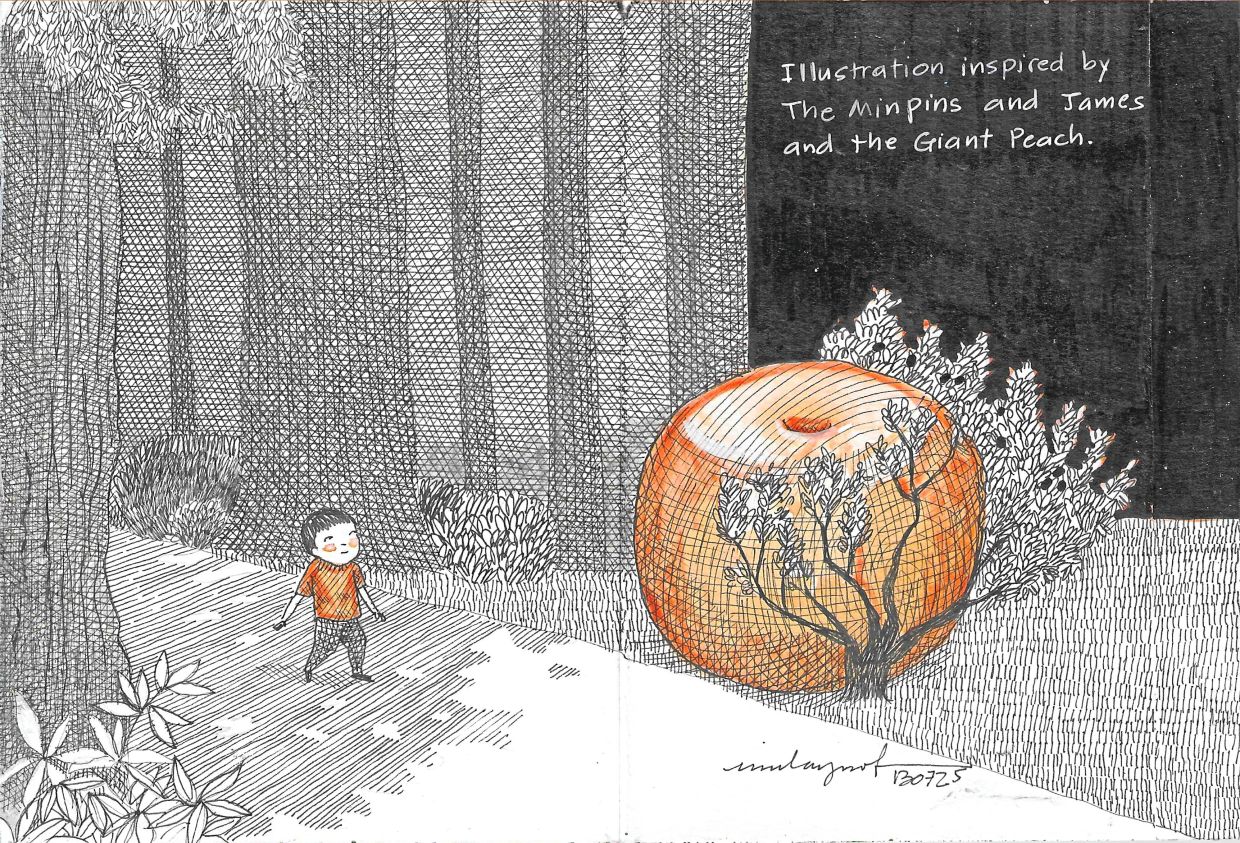 In Britain, Emila stepped into Roald Dahl’s world, capturing it in a sketch.