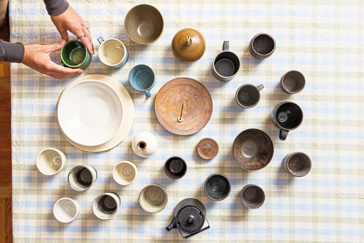 A collection of pottery and ceramics – some of it purchased at Kinori’s store, at the home of Gerrits in San Francisco.