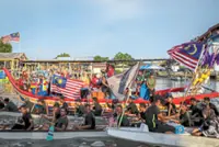 Flags fly ahead of the Kuala Perlis International Water Festival