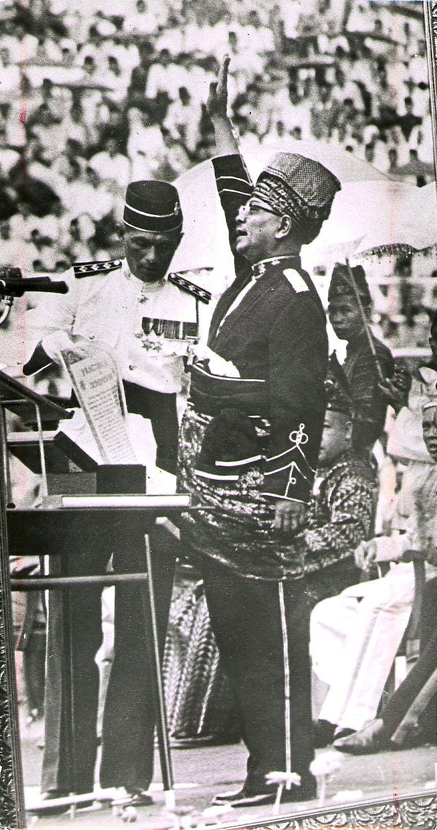 The iconic image of the nation’s first prime minister Tunku Abdul Rahman raising his hand, rousing the rakyat with his clarion call of ‘Merdeka!’.