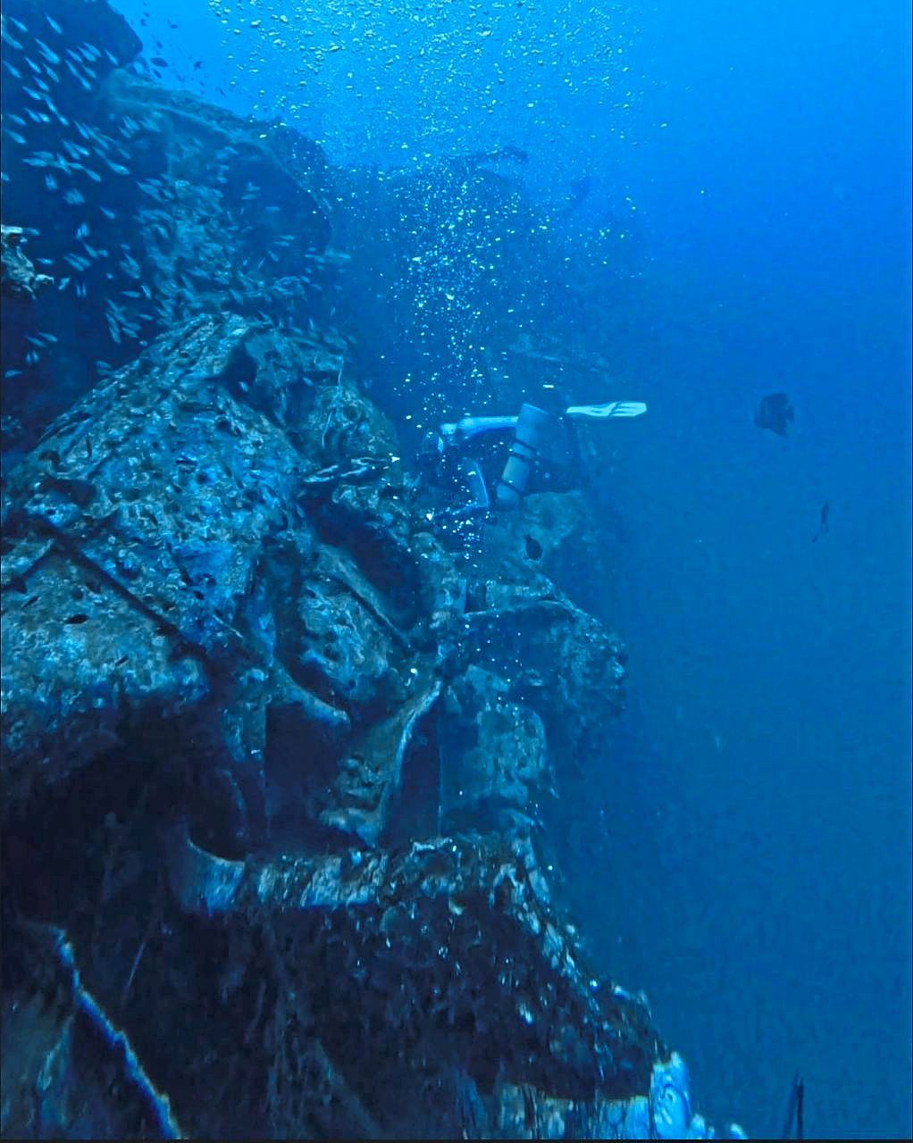 A diver recording the condition of the HMS Repulse wreck in October 2024. — Gemma Thomas/Global Underwater Explorers