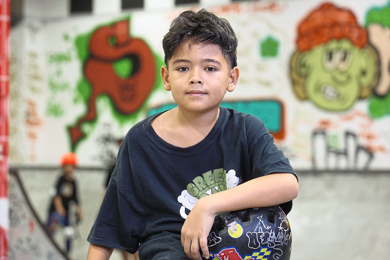 Lachlan is among the children attending classes at the skate clinic.