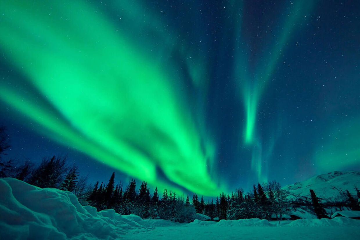Aurora Borealis (the Northern Lights) lighting up the skies in Alaska.