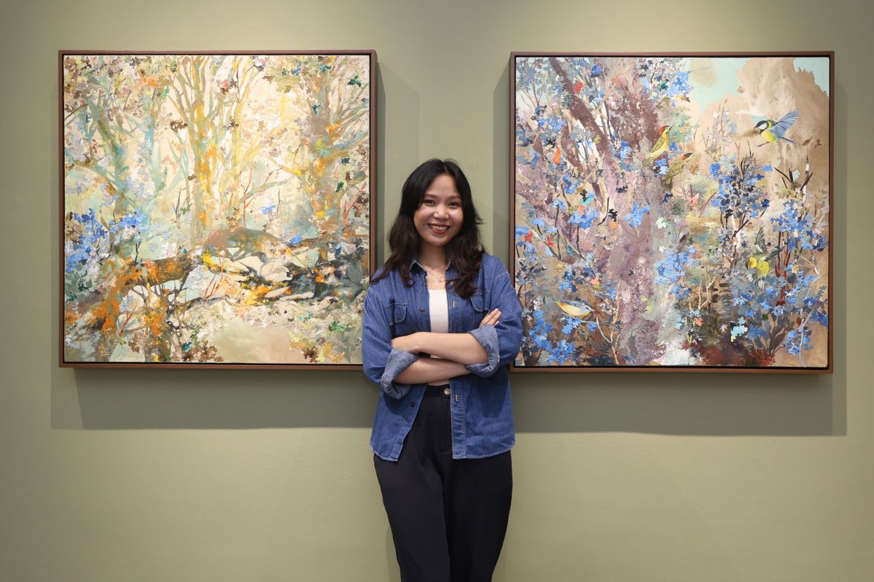 Sabahan artist Tresyah Join seen at her first solo exhibition 'Echoes Of Existence' at Rissim Contemporary in KL. Photo: The Star/Low Boon Tat
