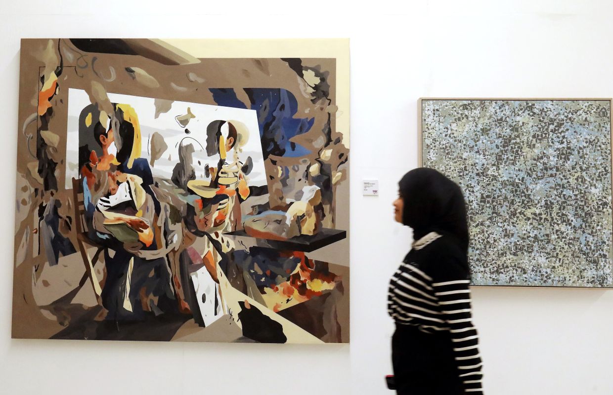 A view of the ‘Rasa’ Merdeka! exhibition, a collaboration between Senimalaya and Galeri Puteh, at Ruang Teduh (a new art gallery) at Exchange 106, TRX in Kuala Lumpur. Photo: The Star/Azlina Abdullah