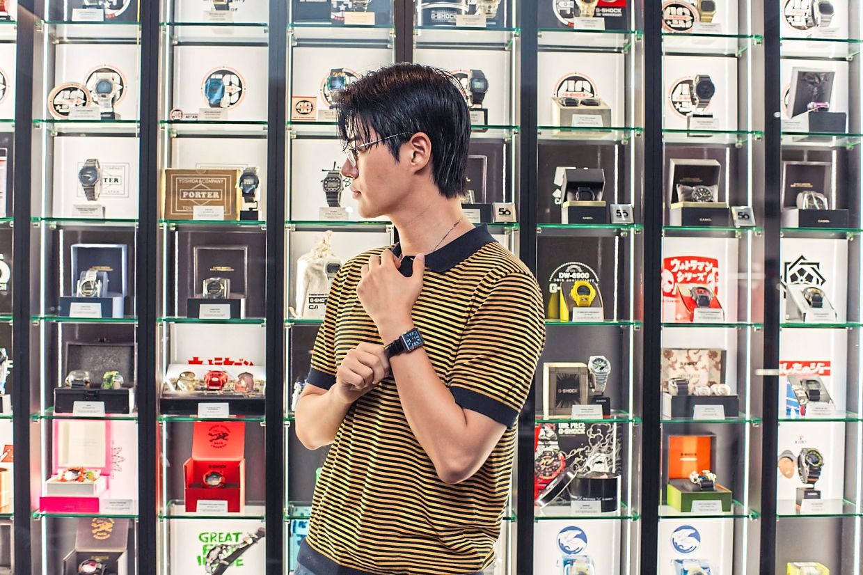 A guest checking out the watches during the pre-opening party.