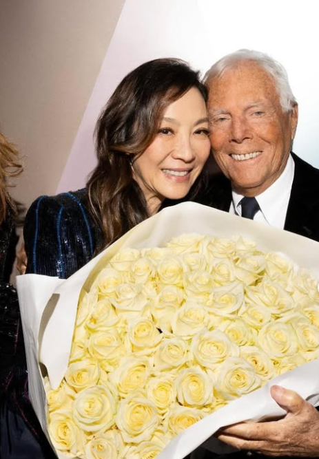 Michelle Yeoh with Giorgio Armani. Photo: Michelle Yeoh/Instagram