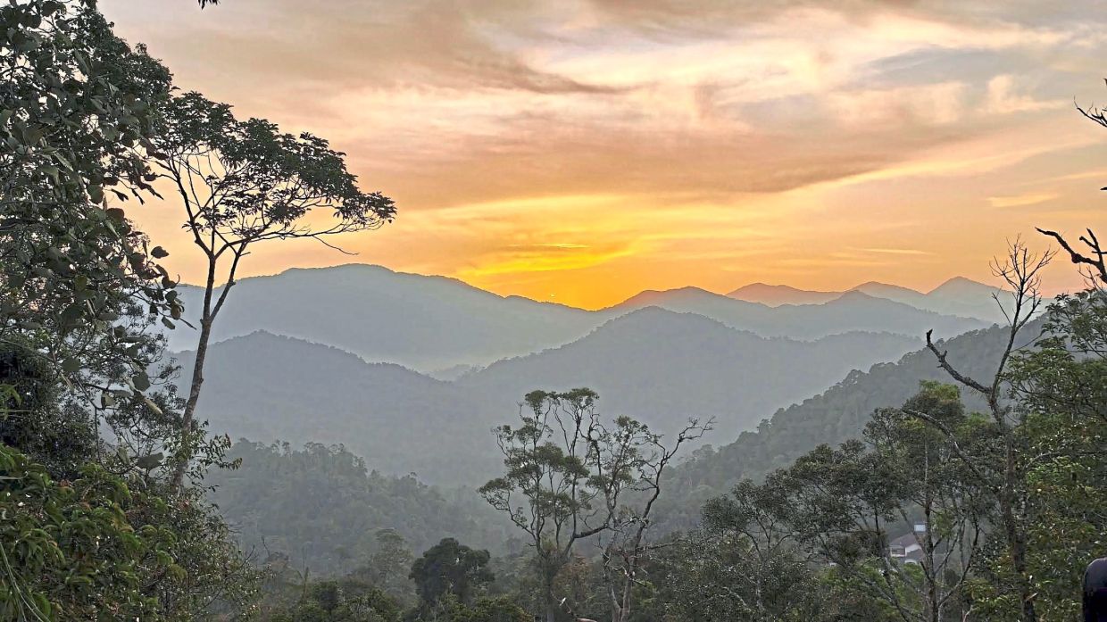 A breathtaking view of the mountain during sunset.