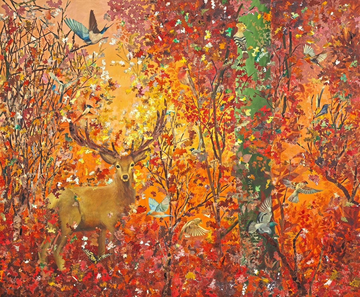 In 'Autumn’s Benediction' (Lumaag Masahan Lahaan), Join lays out a rich, amber-toned array of colours.