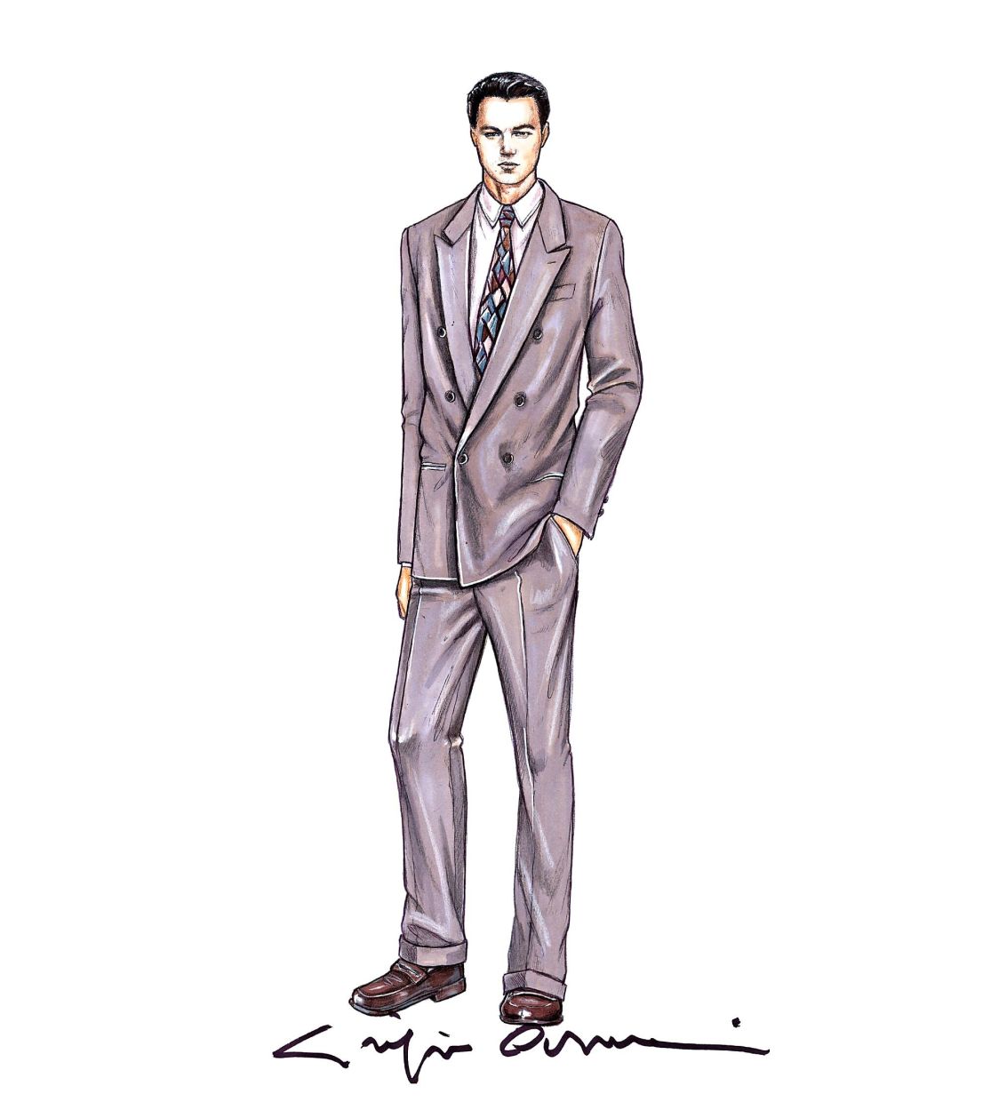 Giorgio Armani’s sketch for Leonardo DiCaprio in 'The Wolf Of Wall Street'. Photo: Handout