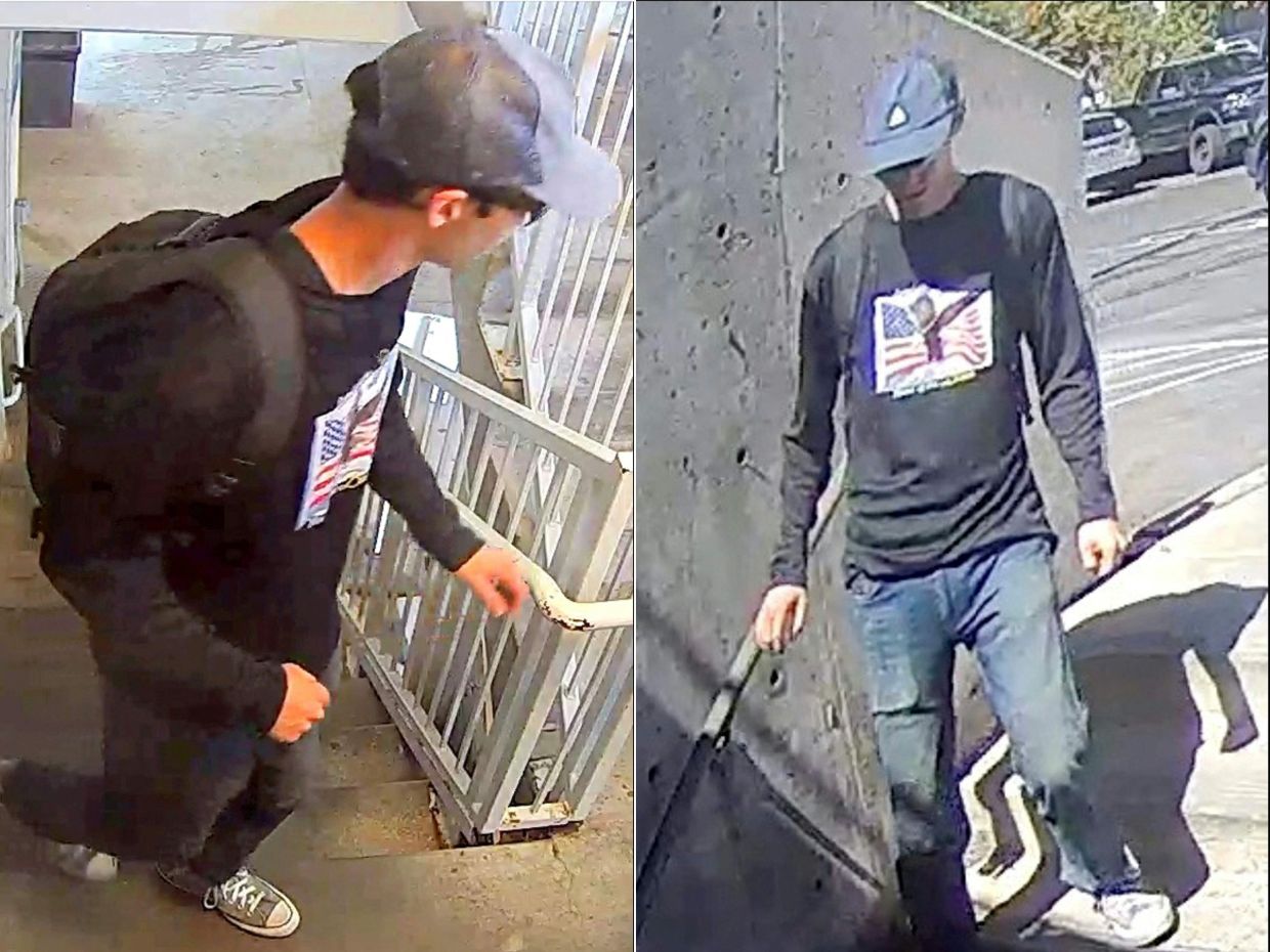 A combination of image released by the FBI shows a suspect in the investigation into the fatal shooting of Charlie Kirk. – AFP/FBI handout
