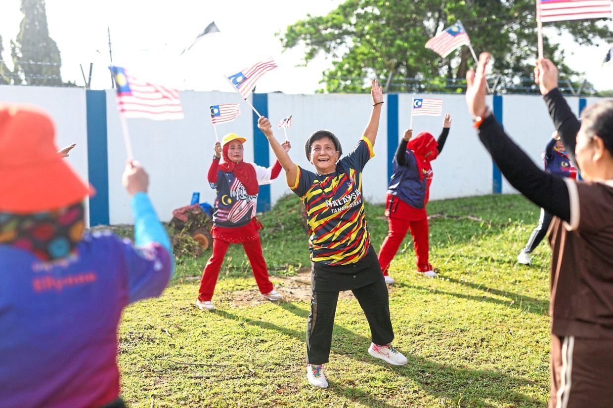 Women taking part in a lively aerobics session.