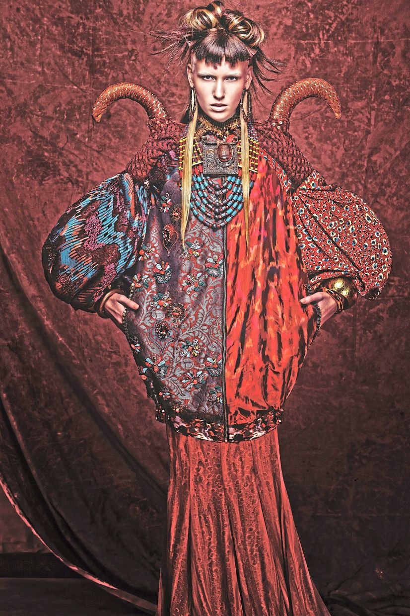 Heritage fabrics can feel right at home when incorporated into avant-garde creations. — Melinda Looi 