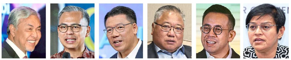 Spirit of patriotism: (From left) Ahmad Zahid, Fahmi, Nga, Tiong, Sim and Azalina were among several ministers reminding Malaysians of the meaning of Malaysia Day.