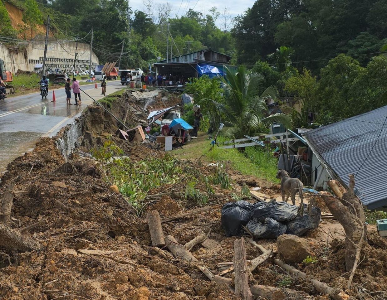 Aftermath of the landslide.