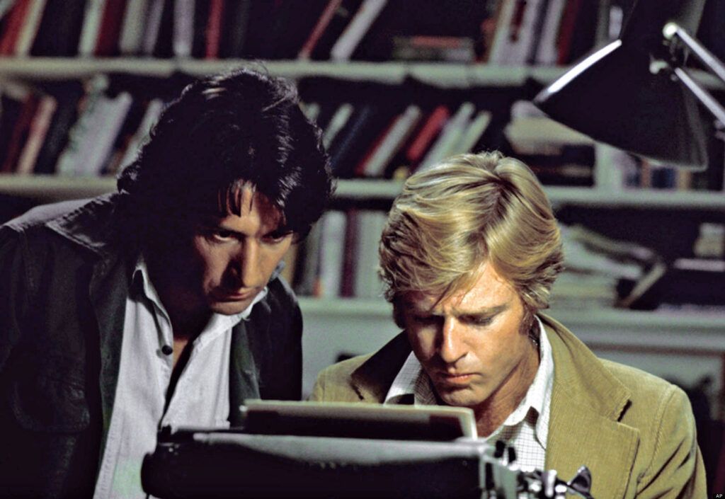 In this file photo provided by Warner Bros, Redford and Dustin Hoffman appear in their roles as reporters Bob Woodward and Carl Bernstein, respectively, in the 1976 film 'All the President's Men'. — AP