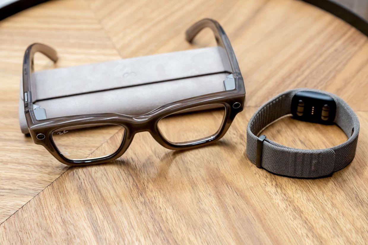 The Meta Ray-Ban Display AI glasses with the Meta Neural Band wristbandat Meta headquarters in Menlo Park, California, on Sept 16, 2025. — Bloomberg