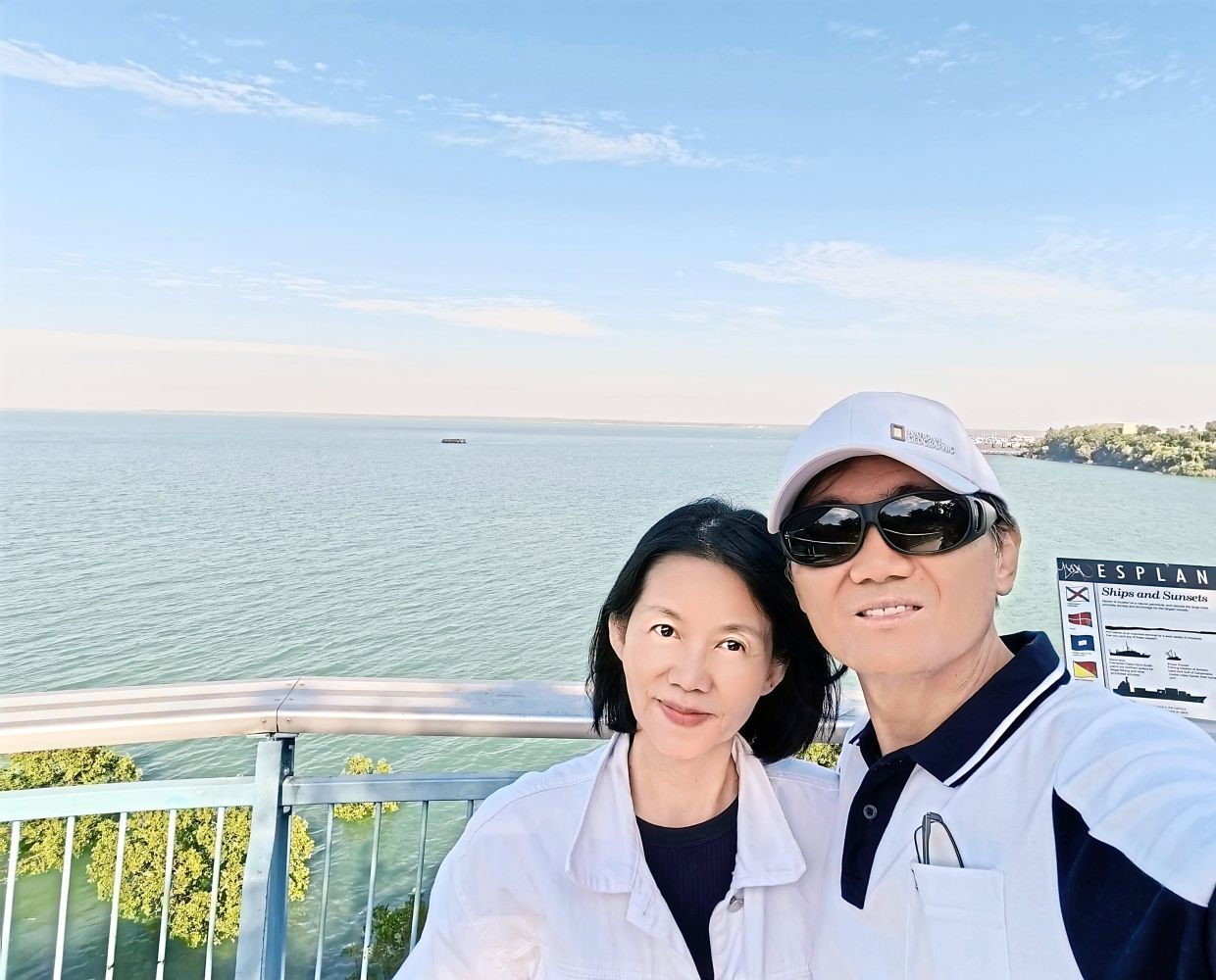 The writer and her husband at the Esplanade.