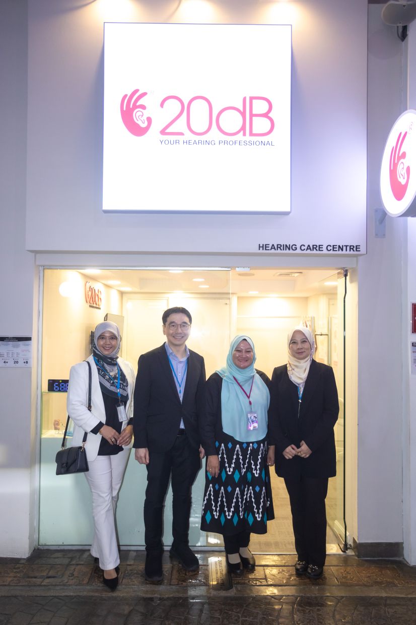 (From left) Marniza, Mok, Sarah and Nur Azyani at the launch of the 20dB Learning Centre.