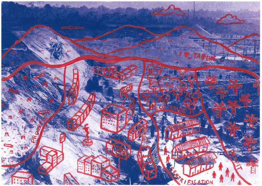 Anas Affadi's acrylic and digital print on paper titled'Landscape Of Contradiction I Love Taiping'. Photo Harta Space