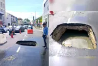 Sinkhole near Komtar causes traffic congestion in George Town