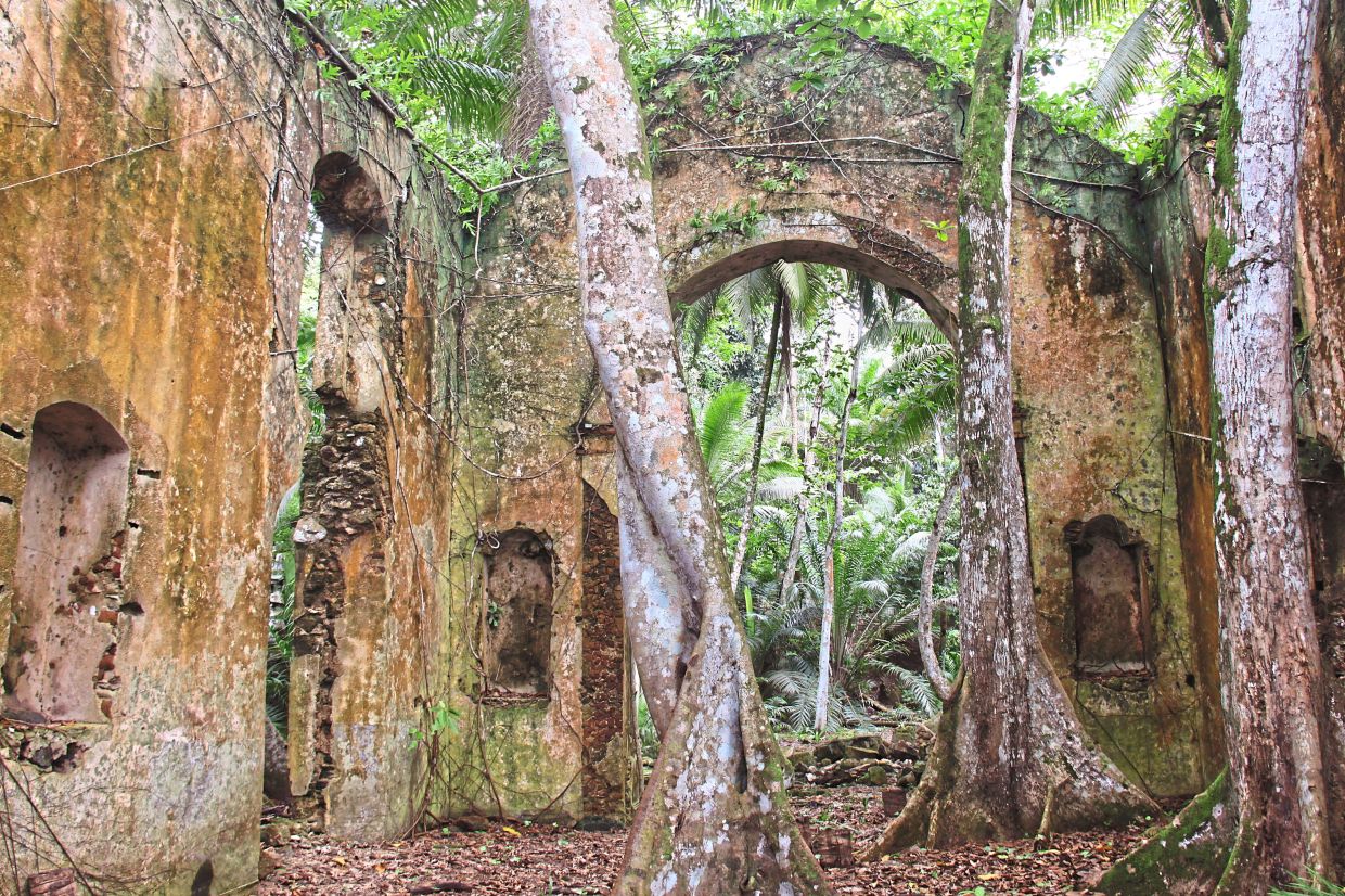 You can check out the ruins of a 15th-century church in Sao Tome and Principe.