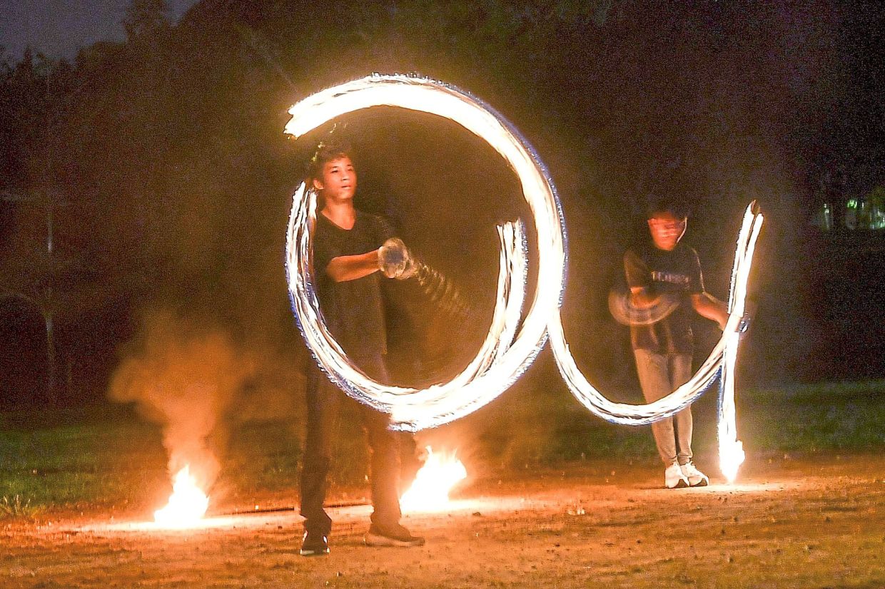 A fire show enthralling the crowd during the event.