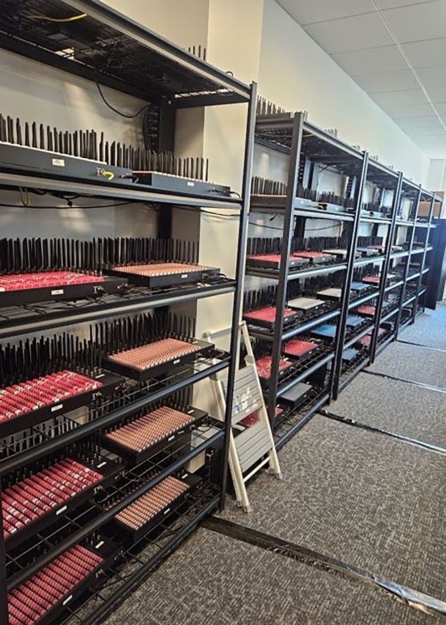 A photo provided by the Secret Service shows racks of cellular network devices that were used to conduct multiple telecommunications related threats directed towards senior U.S. government officials. — Secret Service via The New York Times