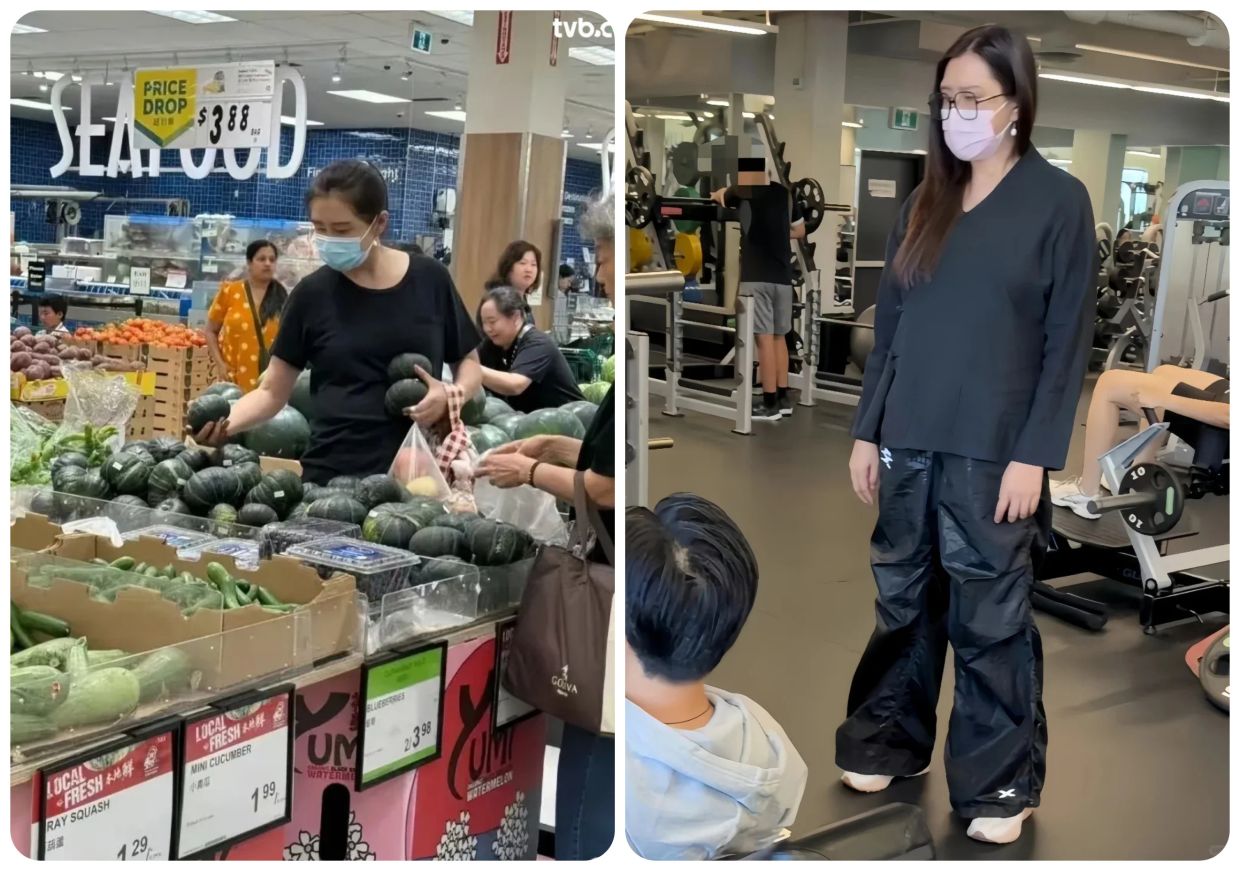 Fans have spotted Joey Wong at the supermarket and at a gym in Canada. Photos: Xiaohongshu via China Press and TVB.com