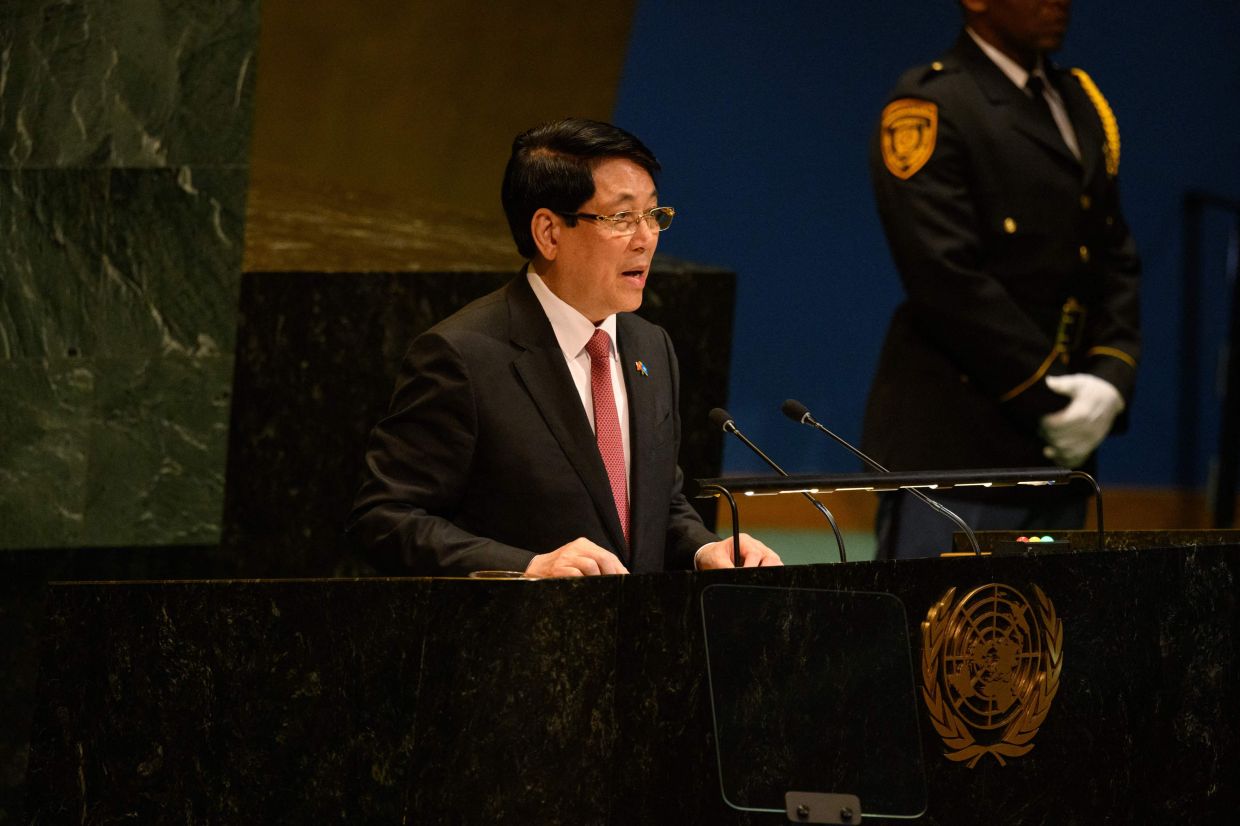 President of Vietnam Luong Cuong speaks at the 80th session of the UN's General Assembly (UNGA) on September 23, 2025 in New York City. World leaders convened for the 80th Session of UNGA, with this year's theme for the annual global meeting being Better together: 80 years and more for peace, development and human rights. -- Photo:Alexi J. Rosenfeld/Getty Images/AFP 