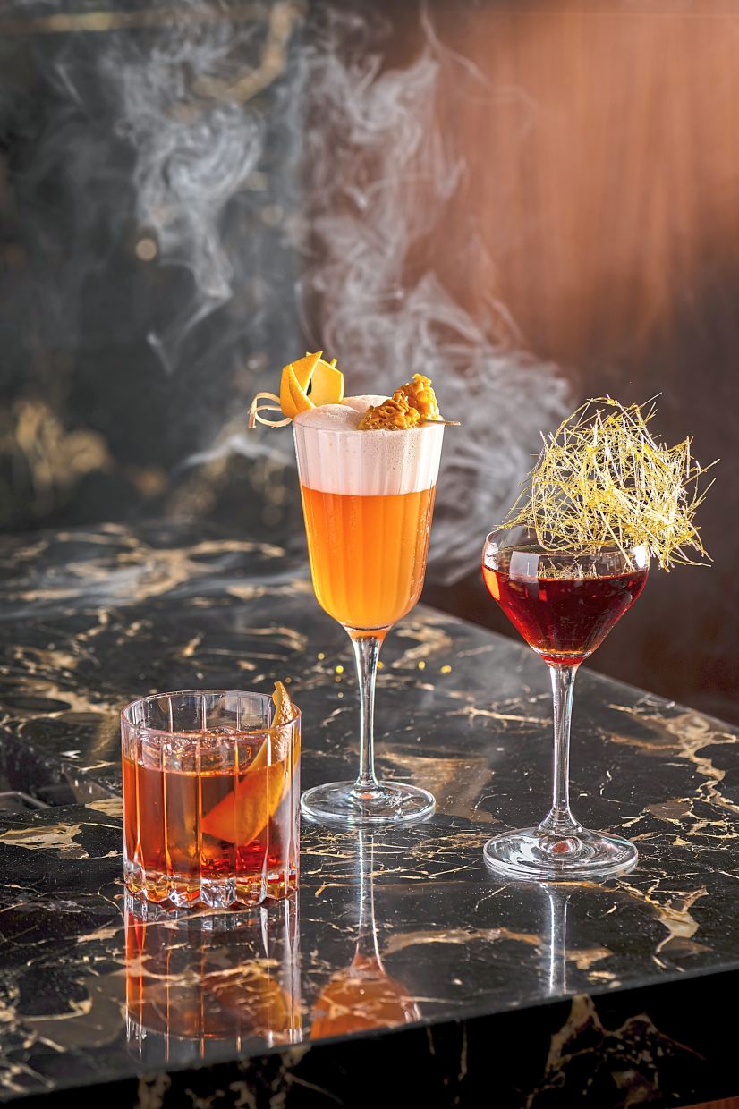 (From left) Barrel-aged Negroni, Madame Nightflower and Bitter Sweet Symphony are available at the Gordon Ramsay Bar and Grill.