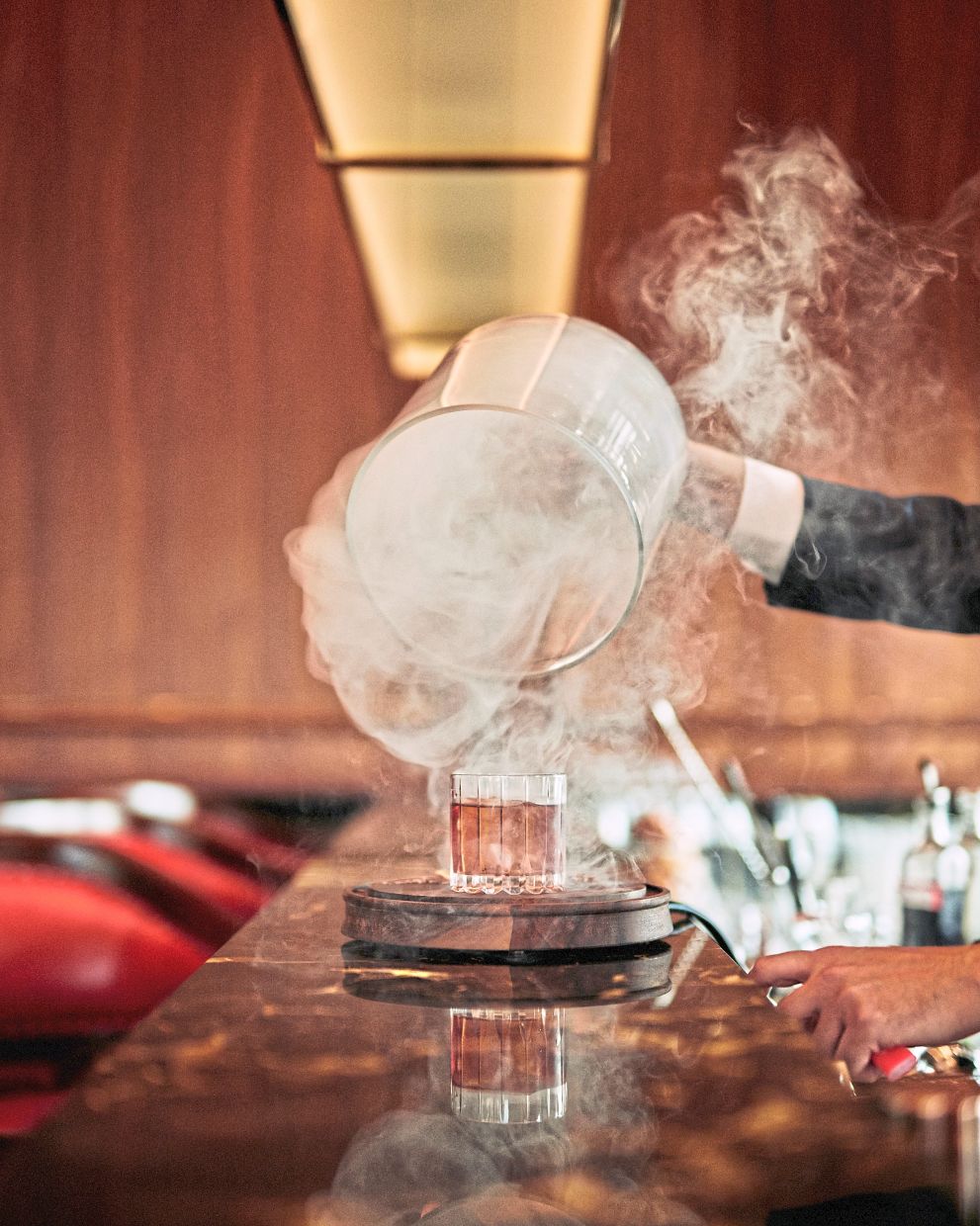 Finishing touches being added to the Barrel-aged Negroni at the Gordon Ramsay Bar and Grill.