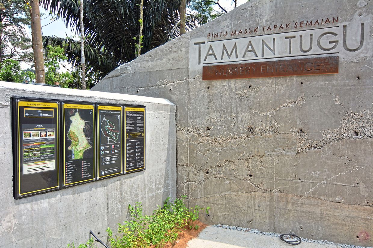 Information about the flora and fauna found here is placed along the trail at Taman Tugu.