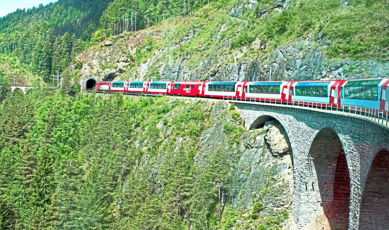 Switzerland’s Glacier Express travels along one of the world’s most scenic routes.