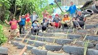 Used tyres fortify landslide-prone slopes