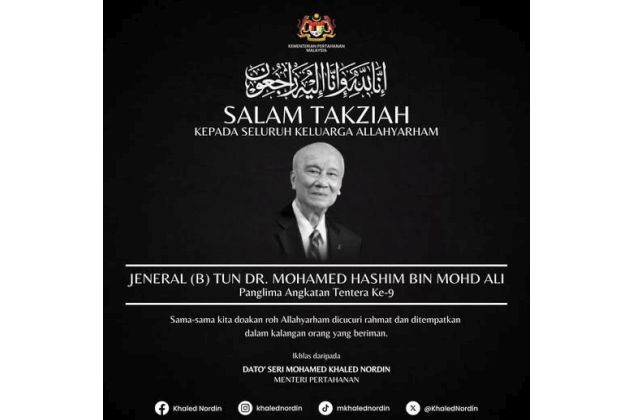 Umrl nekdanji načelnik obrambnih sil Malezije, Tun Mohamed Hashim Mohd Ali