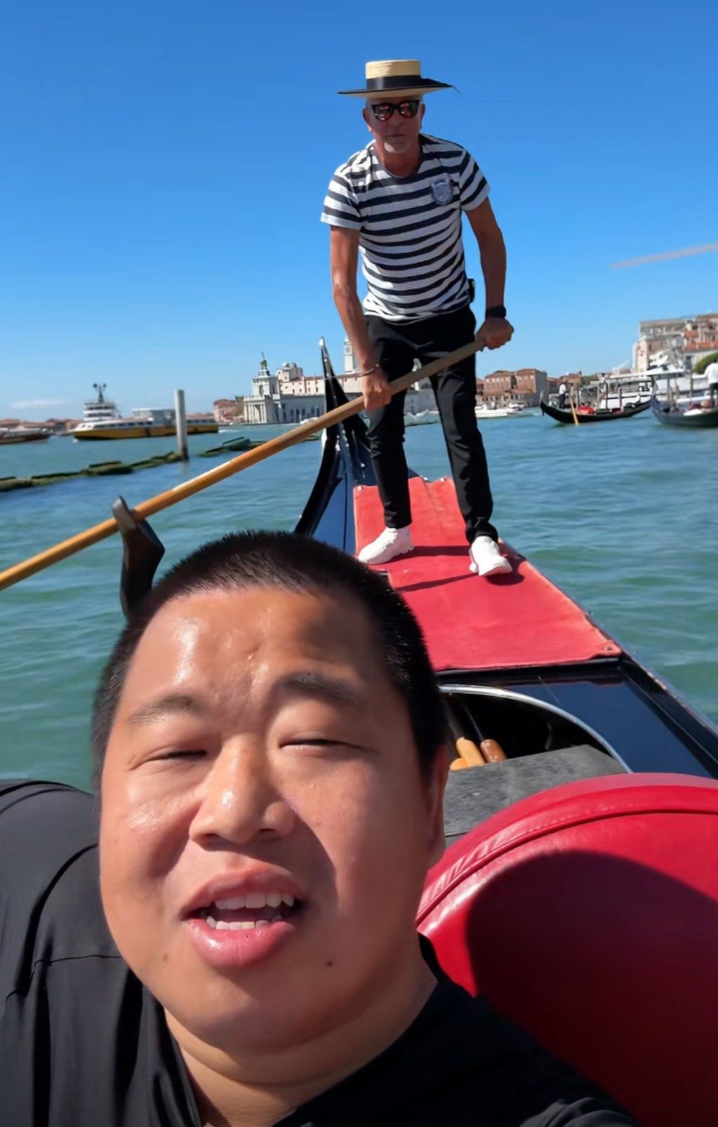 Lan Zhanfei enjoys a gondola ride. His travel exploits are legendary among his fans. -- Photo: Handout
