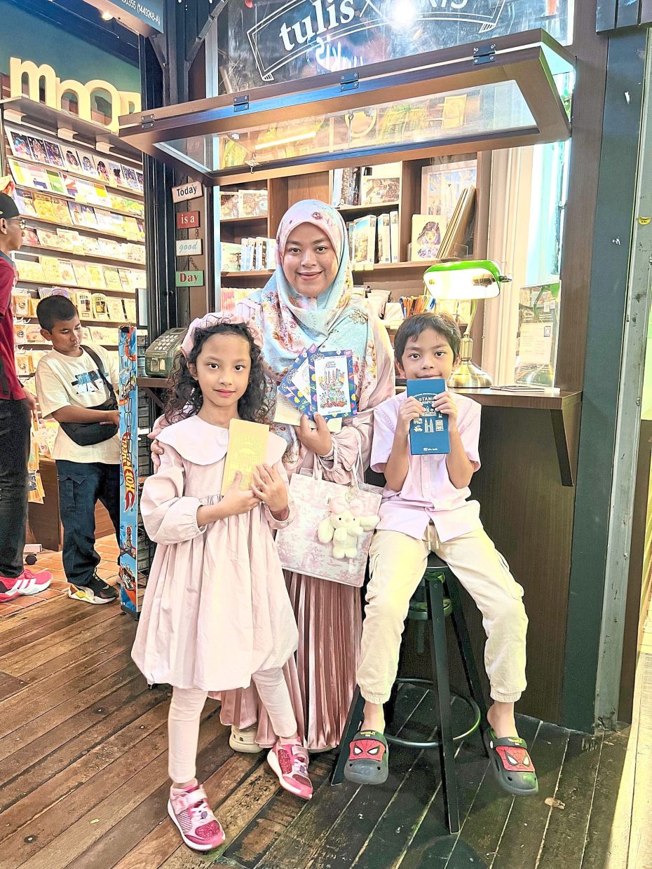 Farah sees stamping as a fun way of bonding with her children. — FARAH DIYANA ABDUL RAHMAN