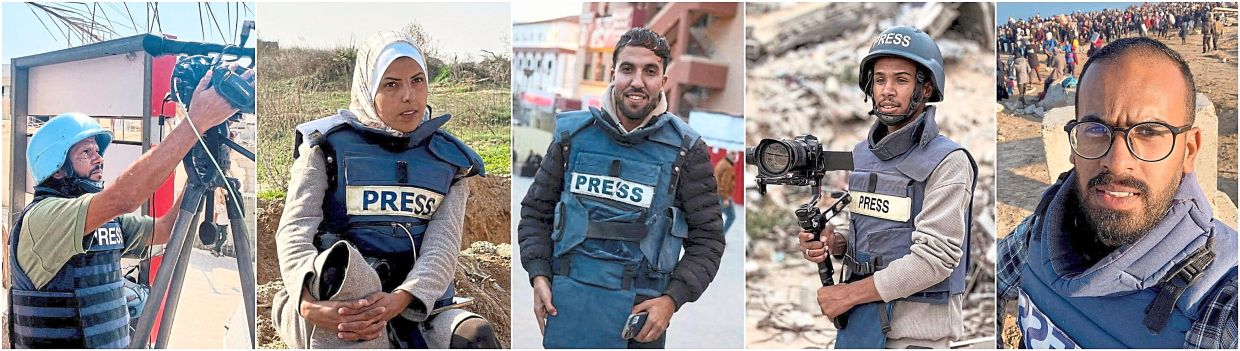 The journalists killed in Israeli strikes on Nasser hospital in the south of the Gaza Strip on Aug 25, 2025: (from left) Hussam al-Masri, a Reuters cameraman; Mariam Abu Dagga, who freelanced for the Associated Press; Moaz Abu Taha, a freelance journalist who worked with several news organisations including Reuters; Mohammed Salama, who worked for Al Jazeera;and Ahmed Abu Aziz, freelance journalist who contributed to different news agencies. — Reuters
