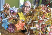 Sarong fabric blossoms into wedding bouquets