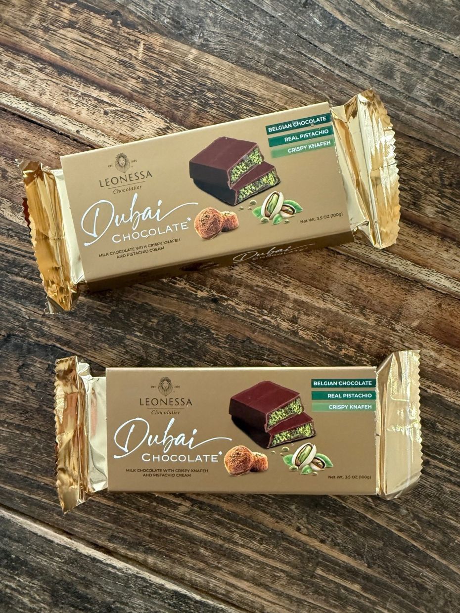 Leonessa Dubai chocolate bars are displayed in New York. – Photo: Katie Workman, via AP