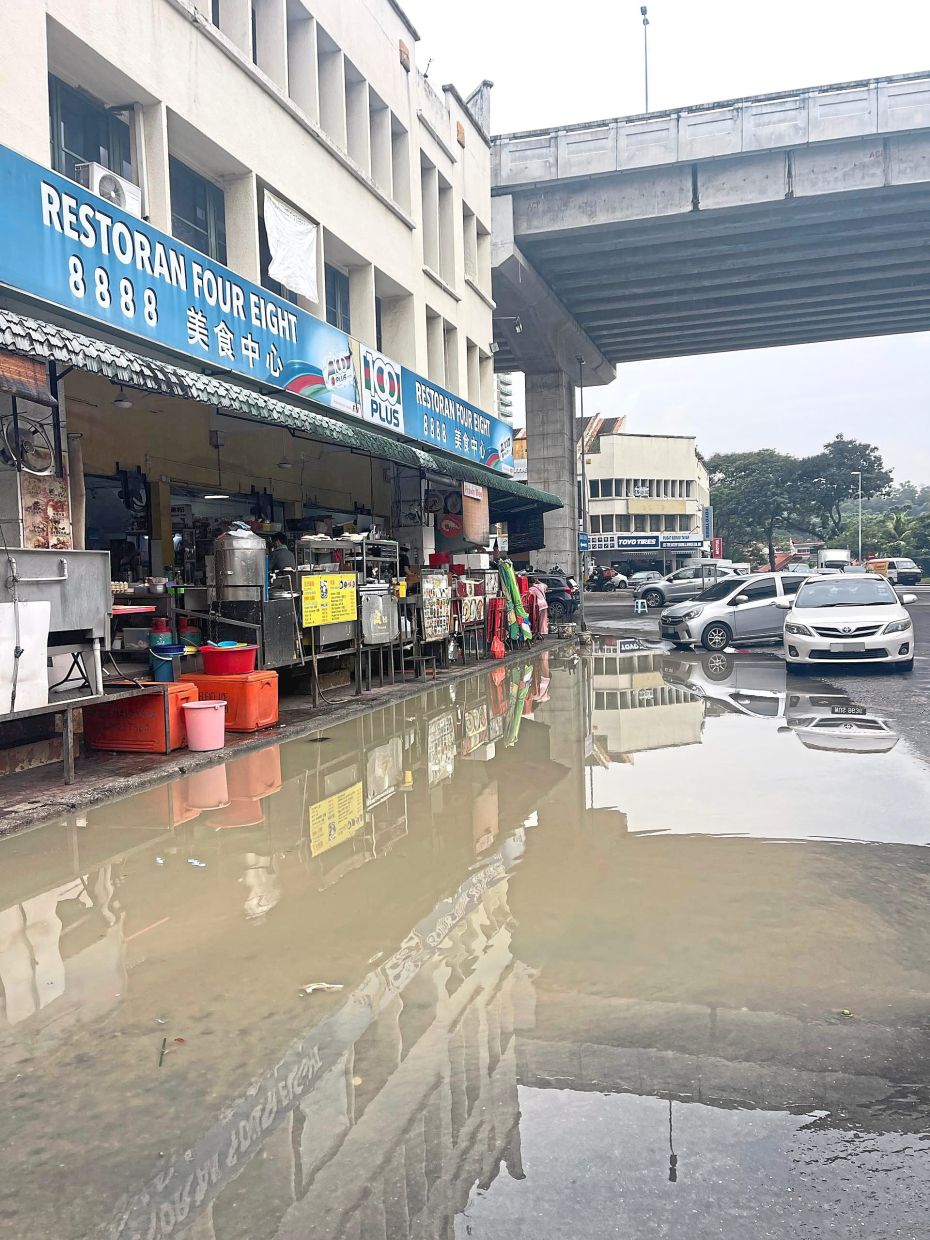 A faulty drainage system causes persistent flooding in this corner of Damansara Perdana.