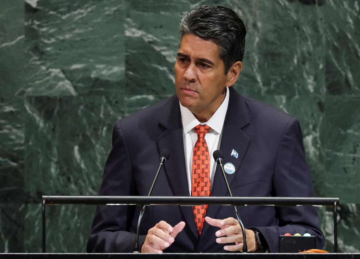 File photo of Palau's President Surangel Whipps J. addressing the 80th United Nations General Assembly in New York on Sept 25, 2025. - Reuters