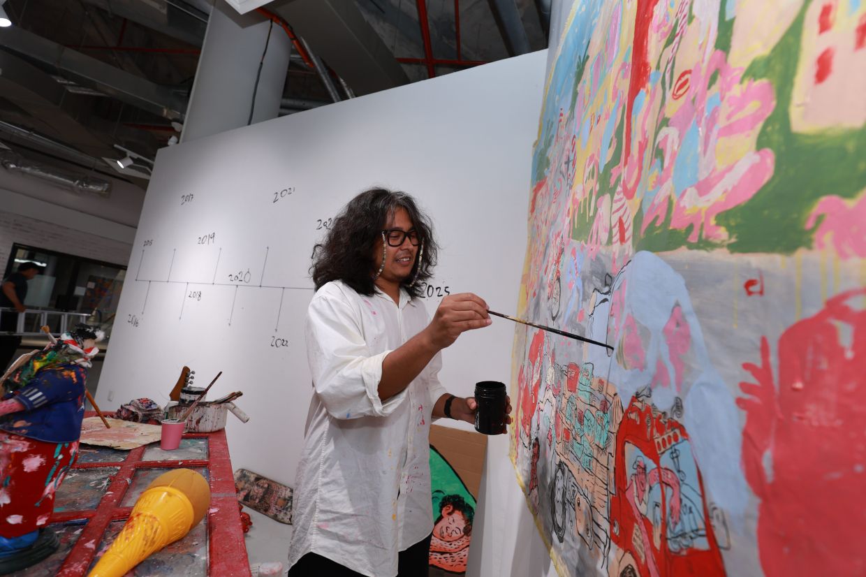 To Kide, painting is akin to making music. 'Finishing a solo show feels like completing an album,' he says.