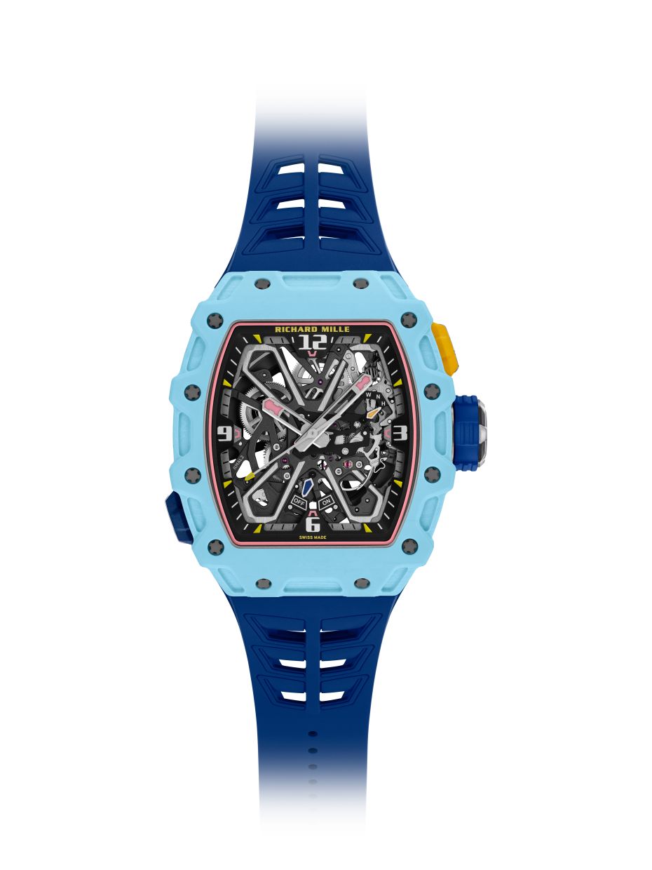 The Pastel Blue Quartz TPT version of the watch.